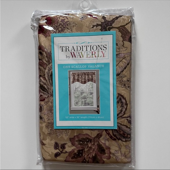 Waverly Traditions Navarra Antique Scalloped Valance Jacobean 52x16 - Picture 1 of 12